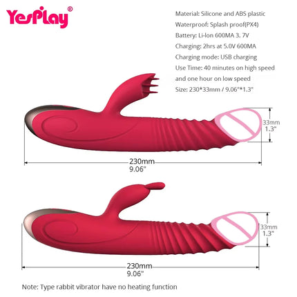 Rabbit Vibrator Telescopic Vibration Built-in ball Rotation Heating G spot Dildo Vibrator Female Masturbation Sex Toys for woman