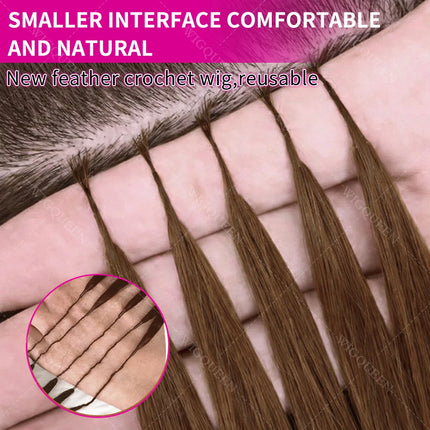 4/27 Pre looped Brown Highlight Feathered Human Crochet Hair Silky Straight Miracle Knots Bundles Human Hair Extension For Braid