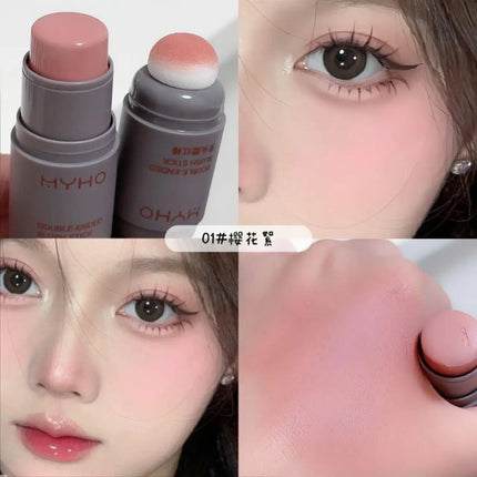 -Blush Stick Double-ended Expansive Color Natural Long Lasting Matte Makeup Monochrome Creamy Rouge Blush Stick