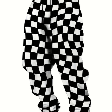 2026 Checkered Pattern Pants Street Pants Men's Side Pockets Elastic Drawstring Sweatpants Joggers Pants For Men Casual Trousers