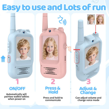 Video Walkie Talkie Kids Rechargeable 2 Pack Intercom Walkie-talkies One-Click Call Child Video Intercom Cute Map 2 Inch Screen