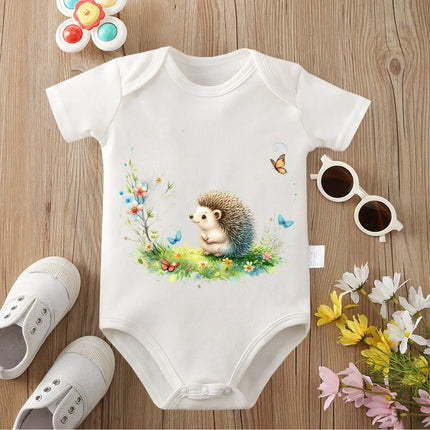 100% Cotton Bodysuit Retro Hedgehog Likes Rainy Day Onesie Comfortable Cloths for Baby Jumpsuit for 0 To 12 Months Newborn