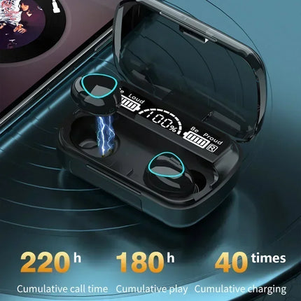 TWS M10 Wireless Bluetooth Headset with Charge Box for Phone Noise Cancelling Mic Earbuds LED Display Headphones Sport Earphones