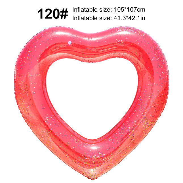 1PC Blue Sequin Heart Pool Float for Adults - Glitter Inflatable for Summer Beach Party | Gift Idea