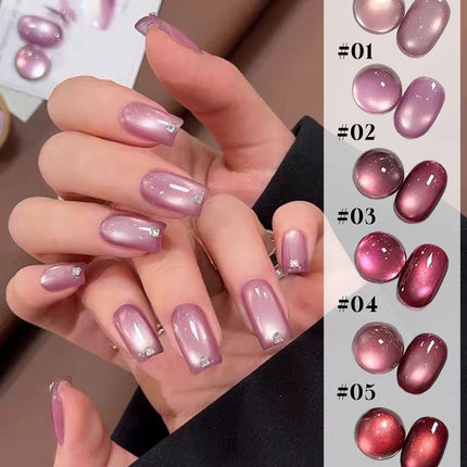 12ml Pink Flower Petal Glass Cat Magnetic Gel Nail Polish Nail Art Manicure Varnis Semi Permanent Soak UV Gel Nail Supplies