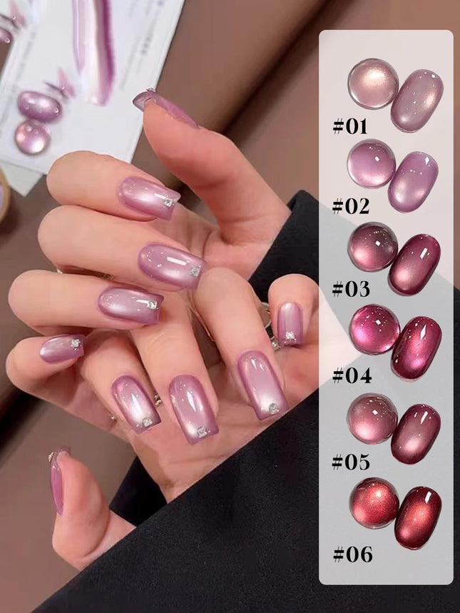 12ml Pink Flower Petal Glass Cat Magnetic Gel Nail Polish Nail Art Manicure Varnis Semi Permanent Soak UV Gel Nail Supplies