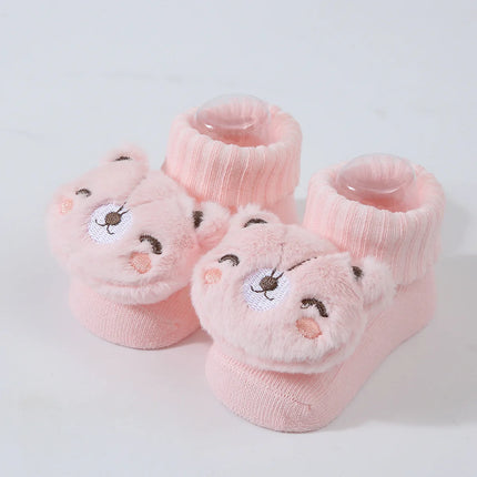 Cute Cartoon Doll Newborn Socks Spring New Baby Soft Solid Prewalker Knitted Sock For Girls Boys Infant Knitting Floor Socks
