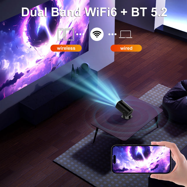 8K Projector Android 14 Dual Wifi6 300ANSI AllwinnerH723 BT5.4 1280x720P Resolution Home Cinema Outdoor Projector