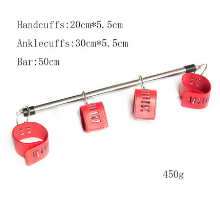Metal Open Leg Bar Handcuffs Ankle Wrist Cuffs Restraint Shackles Bondage Set Roleplay Adult Game Sex Toys for Men Women Couples