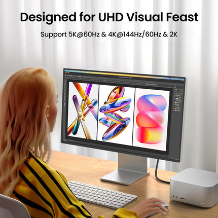 20Gbps 5K/4K Monitor Display Cable L-shaped USB Type C Data Cable Right Angle 90° USB3.2 Gen2x2 Data Transfer 240W PD Charging