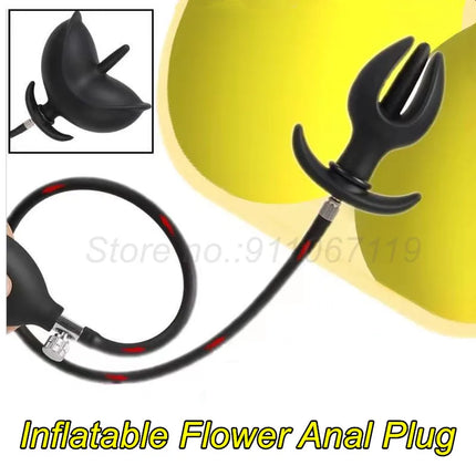 Super Long 5 Beads Inflatable Anal Plug Silicone Column Expandable Big Butt Plug Dildo Pump Ass Dilator BDSM Sex Toy for Couples