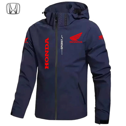 Honda Motorcycle Jacket Men's Hooded Windproof And Waterproof Coat With Detachable Hood And Zipper Shirt, Large Size Riding Suit