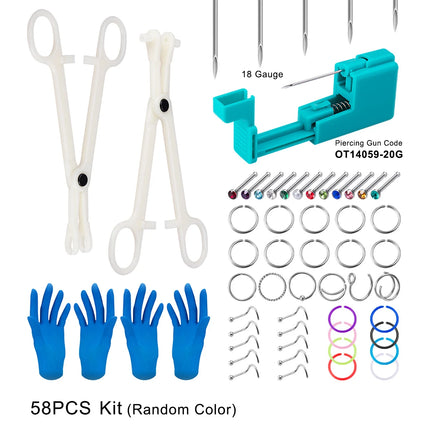 Body Jewelry Piercing Gun Pliers Needles Tool Kit Surgical Steel Nose Septum Lip Eyebrow Tongue Belly Nipple Piercing Earrings