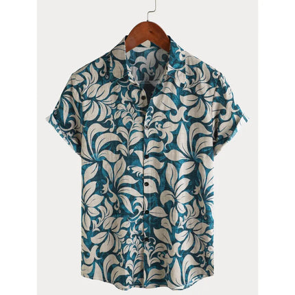2026 Summer Mens Striped Floral Shirt 3D Print Short Sleeve Beach Casual Oversized Vacation Hawaiian Camisa Listrada