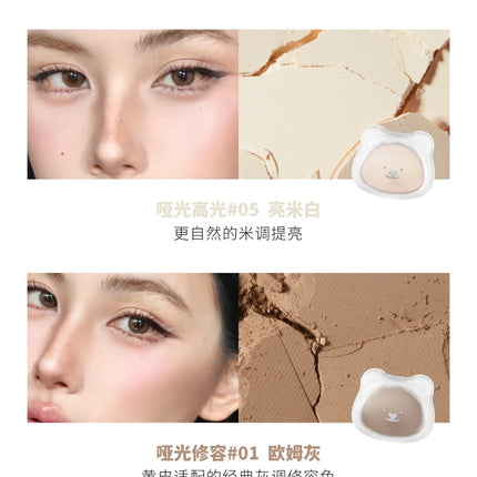 LEEMEMBER Contour Highlighter Powder Matte Fine Powder Long Lasting Waterproof Oil Control Natural Face Bronzer Brighten Makeup