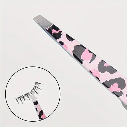 Stainless Steel Wild Leopard Print Eyebrow Tweezers Set 4pcs Makeup Sticker False Eyelashes Tool Christmas Gift
