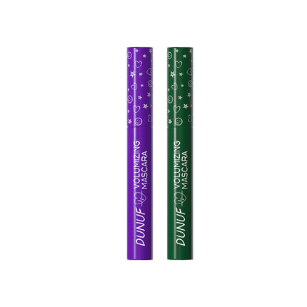 2pcs Green Purple Slender Curly Mascara, Color Mascara Waterproof Not Easy To Smudge, Portable Fine Brush Head，Holiday Makeup