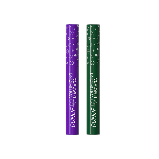 2pcs Green Purple Slender Curly Mascara, Color Mascara Waterproof Not Easy To Smudge, Portable Fine Brush Head，Holiday Makeup