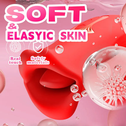 Tongue Rose Vibrator Clitoral Vibrator Vaginal Massager Oral Sex Vibrator Nipple Clitoral G-Spot Stimulator Female Sex Toy