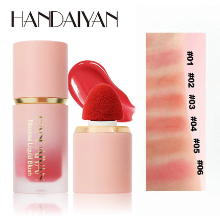 HANDAIYAN Velvet Liquid Blush Long Lasting Matte Makeup With Sponge Brush Tip Easy To Blend Natural Rouge For Cheeks