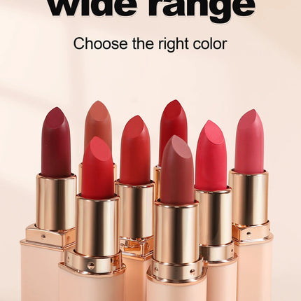 8 Colors Deep Red Matte Lipstick Waterproof Non-Stick Velvet Texture Easy Apply Rose Red Lip Makeup Long-Lasting Cosmetics