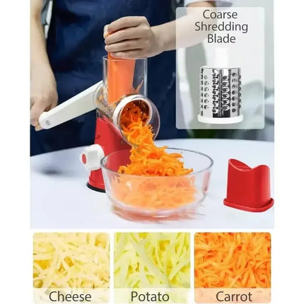 3 in 1 Rotary Vegetable Slicer Multifunctional Handheld Grater with 3 Sharp Rollers Cheese Shredder Kitchen Tool
