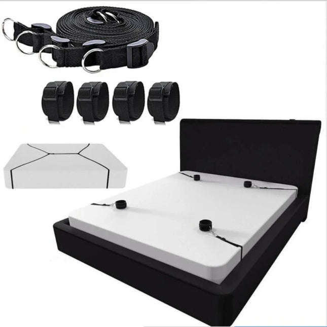 Adult BDSM Bed Erotic Products Women Couples Handcuffs Bandage Set SM Restraint Wrist and Ankle Cuff Sex Toys Harness Sex Swing
