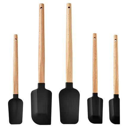 Silicone Scraper Scraper, Home Baking Wooden Handle Scraper, Cake Scraper, Cream Small Spatula Set
