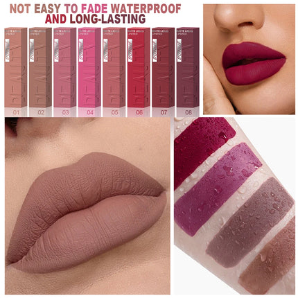 DUNUF 1 Pcs Matte Velvet Smooth Easy-to-apply Square Tube Lip Gloss Waterproof Not Easy To Fade Sexy Brown for Women Lip Tint