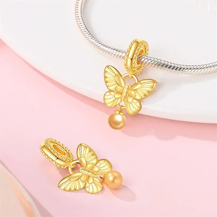 Original Charms Beads 925 Sterling Silver Golden Leopard Firefly Butterfly Hot Air Balloon Beads Fit DIY Bracelet Fine Jewelry