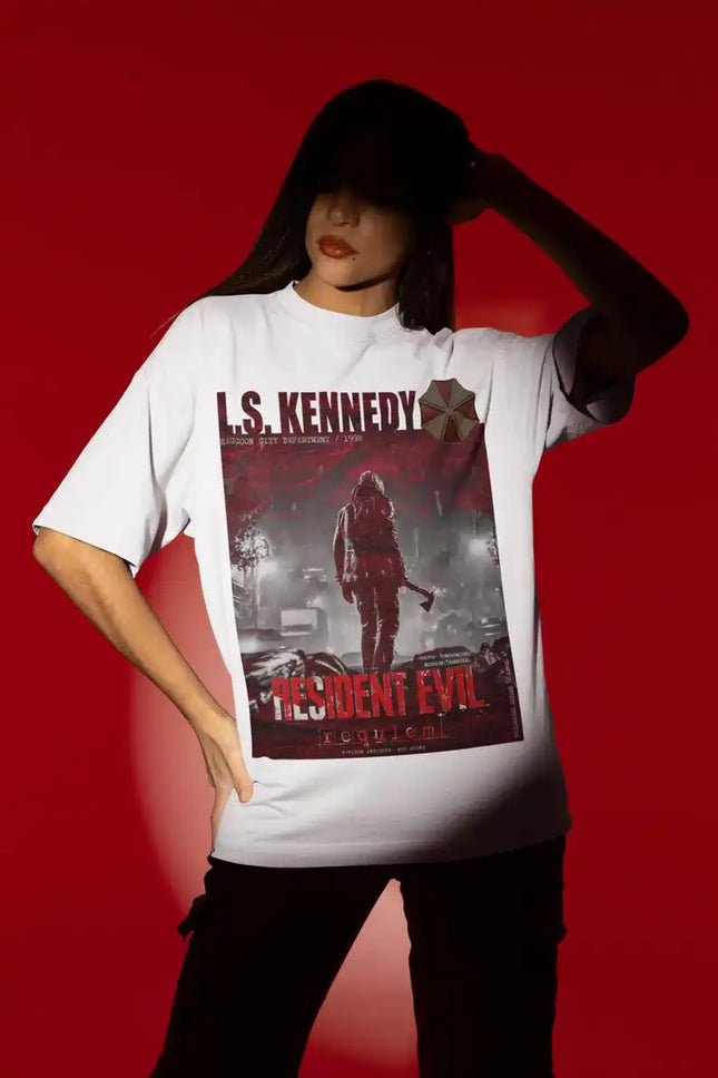 Resident Evil Requiem Leon S. Kennedy T-Shirt RE4 Remake Style Raccoon City Survivor Zombie Killer Horror Game Merch T-shirt