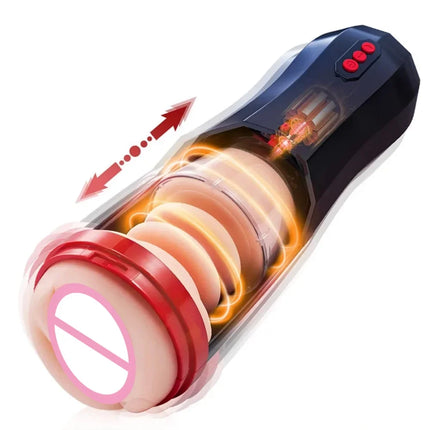 AMI Adult Sex Toys Electric Massager Lifelike Vagina Male Masturbation Cup Silent USB-Rechargeable Pocket-Sized Pussy Sex Toy