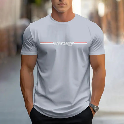 New Summer Men's Short Sleeve T Shirt Summer Breathable Round Neck Inspirational Quotes Letter Printed Top Fashion Streetwear