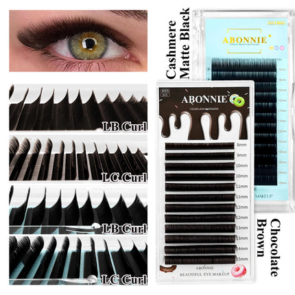 Abonnie LB LC Curl Brown False Eyelashes Faux Mink Soft Easy Fan Black Individual Lashes Light Classic Russian Volume Lashes