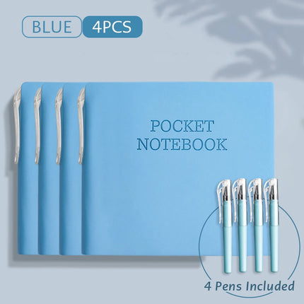 4 Pack Pocket Notebooks with Pens Memo PU Leather Cover Mini Portable Memo Pad Note Pads Journals for On-the-Go Notes