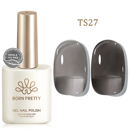 BORN PRETTY 15ml Jelly Gel Polish Milky White Nude Glitter Soak Off LED UV Gel Semi Permanent Nail Art Manicure Gel Varnish