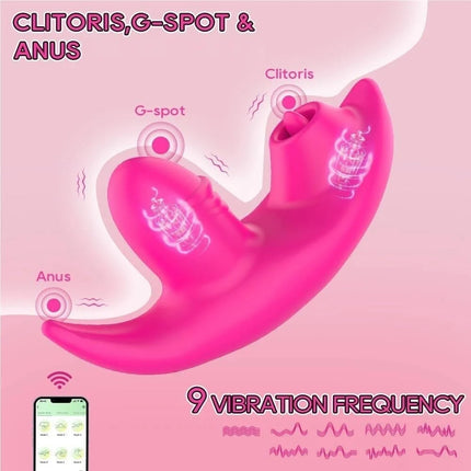 Waterproof Wearable Female Suction Licking Vibrator Dual G-Spot Stimulation Silicone Toy with App Control Adult Toys