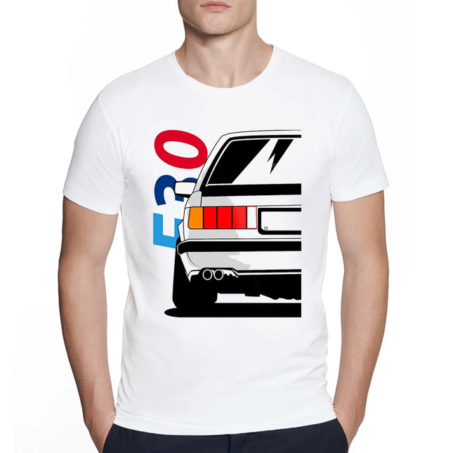Vintage Cool Automotive Love E30 E32 Car Classic Print T-Shirt men Boy Casual BW Harajuku Hip Hop streetwear Old-school tops