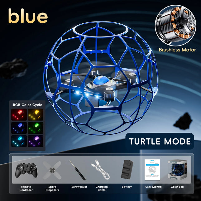 V51 New 2.4G RC Racing Football Drone 3D Full Protection Pressure Altitude Brushless Remote Control Quadcopter Toy For Kid Adult