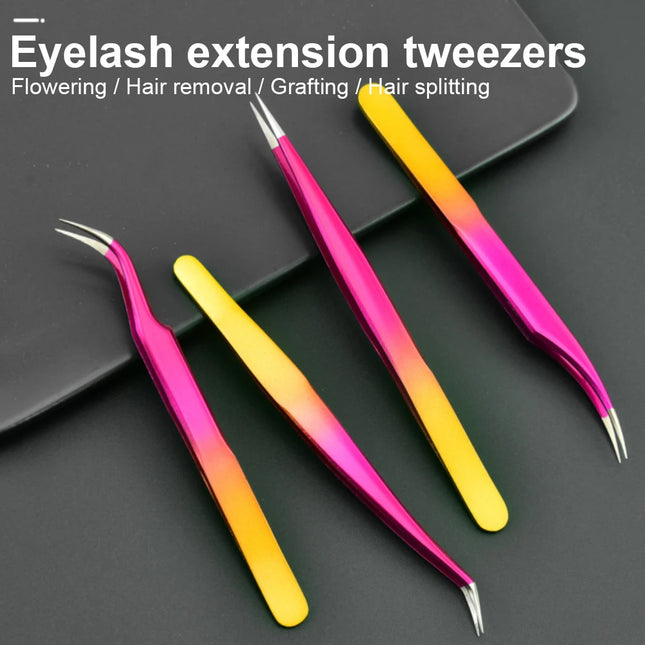 New 1Pc Eyelash Tweezers Anti-static Non-magnetic Professional Pincet 3D Eyelash Extension Tweezer 100% Closure Makeup Tool