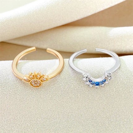 FTCY Adjustable Sparkling Moon Sun Star Ring for Women Couple Elegant Finger Ring Wedding Party Jewelry Gifts Accessories