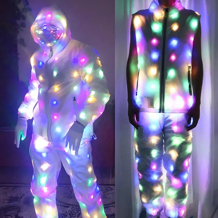 Cool led lights clothes lumnious man jacket with led lights Rave performance Dress for dancing man night running led costume