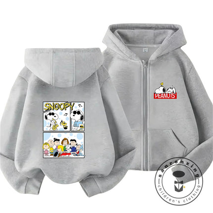 New Style Kids Zipper Hoodie Cute Cartoon Print Autumn Winter Trendy Hooded Street Wear Snoopy Boys Girls 3 14