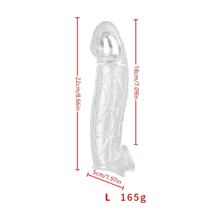 3 Size Reusable Penis Sleeve, Soft Clear Cock Sleeve Penis Extender Adult Sex Toys for Men Women, Durable Penis Enlarger Male