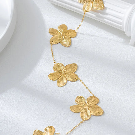 Women's Fashion Gold Five-petal Flower Waist Chain Trendy Elegant Design Versatile Vacation Body Accessory