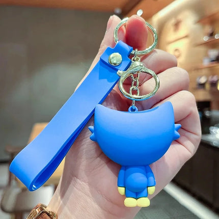 Cute Poppy Toothed Keychain Cartoon 3D Sausage Mouth Doll Car Keychain Couple Bag Pendant Children Toy Jewelry Gift