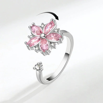 VENTFILLE 925 Sterling Silver Moon And Stars Zircon Rotatable Ring For Women Gift Diamond Relieve Stress Ring Jewelry Wholesale