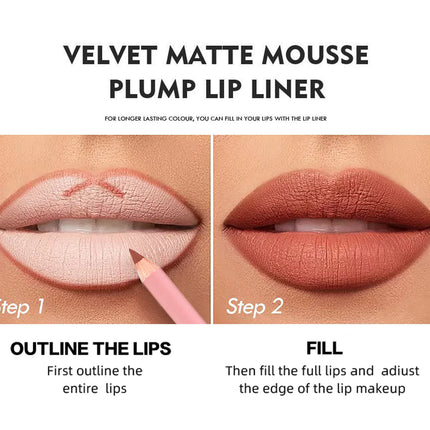 Lipstick Lipliner Pen Set Matte Velvet Lip Liner Pencil Contour Makeup Sexy Red Lip Stick Long Lasting Cosmetics
