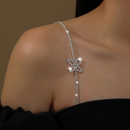 Fresh and Ethereal Girl's Invisible Butterfly Rhinestone Bra Straps, Can Be Exposed for a Beautiful Back and Shoulders, Lingerie Camisole Straps