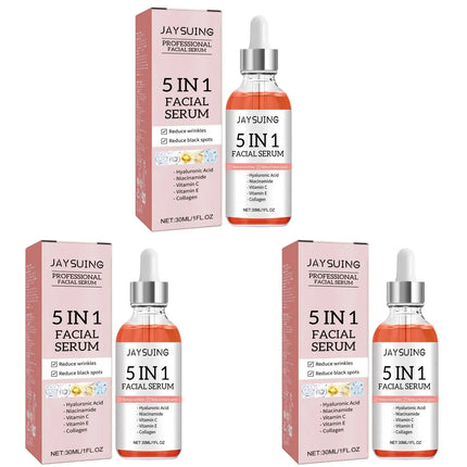 Jaysuing 5 In 1 Hyaluronic Acid Face Serum 30ml Moisturizing Vitamin C Collagen Lightning Facial Serum Shrink Pores Skin Care
